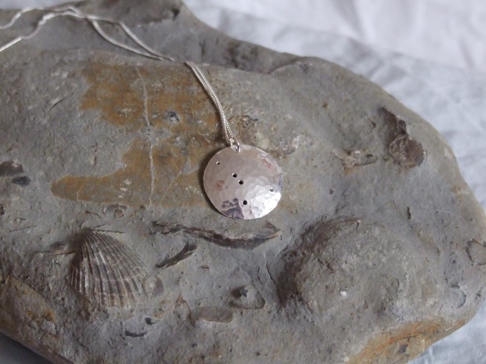 Silver Cancer pendant: The constellation of Cancer on a textured sterling silver pendant