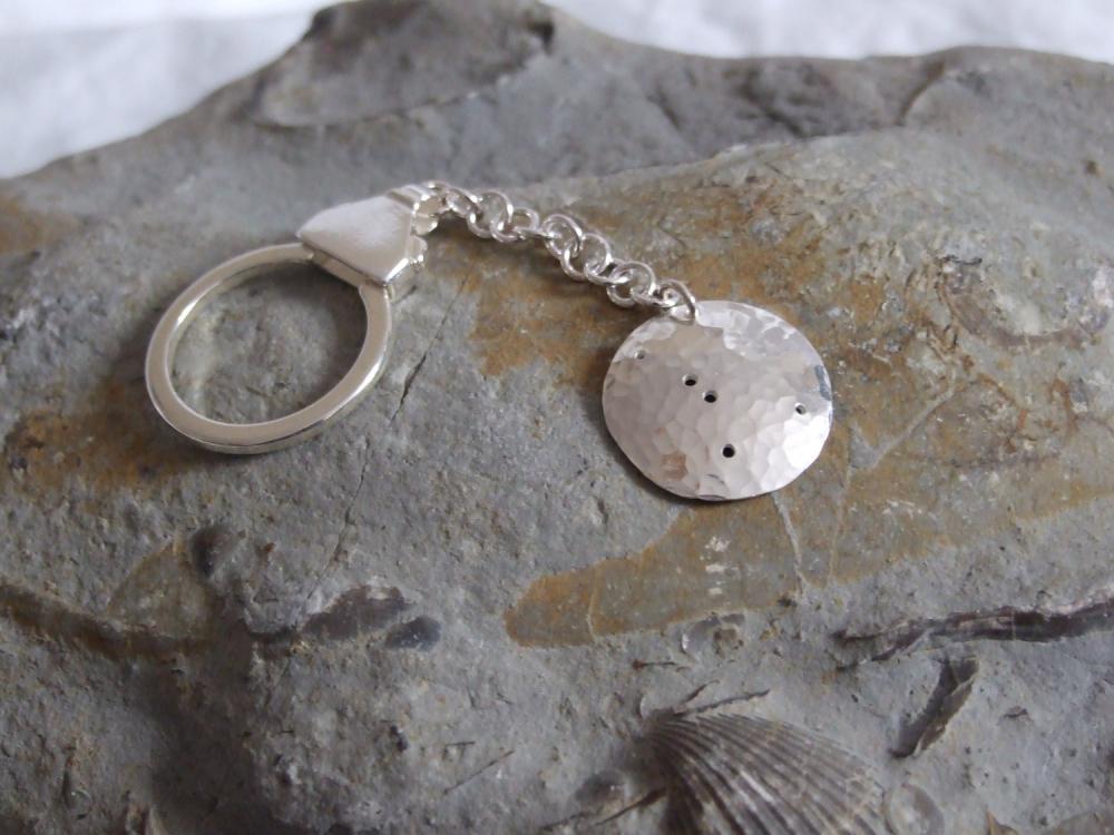 Silver Cancer keyring: The constellation of Cancer on a textured sterling silver keychain