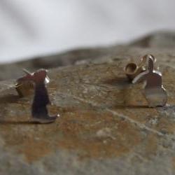 Silver Rabbit earrings: A pair of Bunny shaped sterling silver earrings.