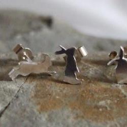 Silver Rabbit earrings: A set of 5 Bunny shaped sterling silver earrings.
